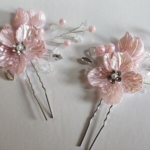 Pink Flower Hair Pins